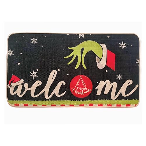 Christmas Welcome Doormat 17 x 30 InchWinter Xmas Holiday Low Profile Non Slip Decorative Mat for for Indoor OutdoorMerry Christmas Door Mats for Front Door