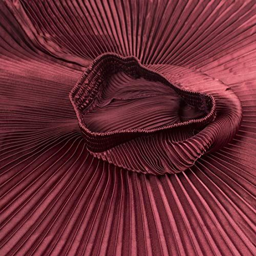 ebossy Women's Boho Satin Metallic Pleated Accordion Skirts Elastic High Waist Flowy A Line Shirring Maxi Long Skirt (One Size, Wine)2