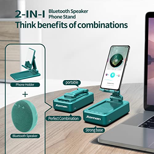 JTEMAN-Cell-Phone-Stand-with-Wireless-Bluetooth-SpeakersAngle-Adjustable-Strong-Pedestal-Phone-Stand-for-DeskHD-Sound-and-Bass-Bluetooth-Speaker-Compatible-with-All-Mobile-PhonesGreen 51Jo7pL5ZCL