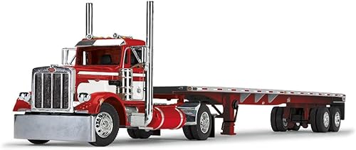 DCP by First Gear - Remolque plano Peterbilt de 359 y 48 pies a escala 164 rojoblanco