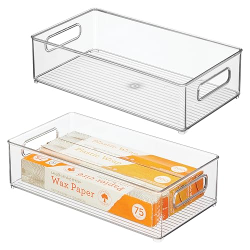 iDesign Stackable Fridge Bin - Storage Bin for Freezer or Pantry, Set of 2, Clear, Made in USA - Detailed View