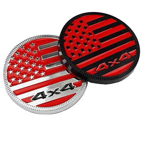 Image of CONGCONG 2Pcs 4X4 Metal Automotive Emblem, 3D Metal Car Badges Round Emblem Decals Stickers Compatible with Jeep Wrangler Vehicles Trucks.