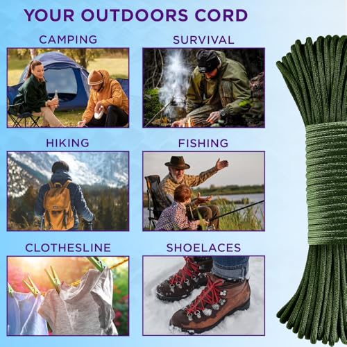 Image of TECEUM Reflective Paracord Rope 1000 - 1000ft /200ft /100ft /50ft - 40+ Colors - Glow in the Dark - para Cord - Utility Rope for Survival, Hunting & Camping Gear - Nylon String, Camping Rope, Tent Cord