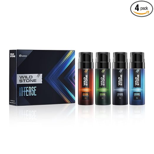 Wild Stone Intense No Gas Deodorant Travel Pack Gift Set for Men with Black, Ocean, Trance and Woods Mini Deodorants for Men, Pack of 4 (40ml each)|Gift for Men| at Rs. 218