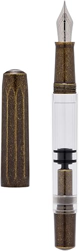 Pluma estilográfica de pistón T1 extrafina, caja de regalo de escritura de acrílico transparente de latón vintage de gran capacidad