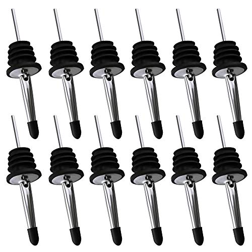 Bkinsety acero inoxidable Freeflow -12 Acero Inoxidable Espíritu Velocidad Botella Vertedores Boquilla Cónica con Tapones de Goma del Polvo