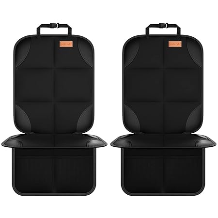 SMART ELF Car Seat Protector, 2Pack Seat Protector Protect Child Seats with Thickest Padding and Non-Slip Backing Mesh Pockets for Baby and Pet,Sedan SUV Truck (Black)