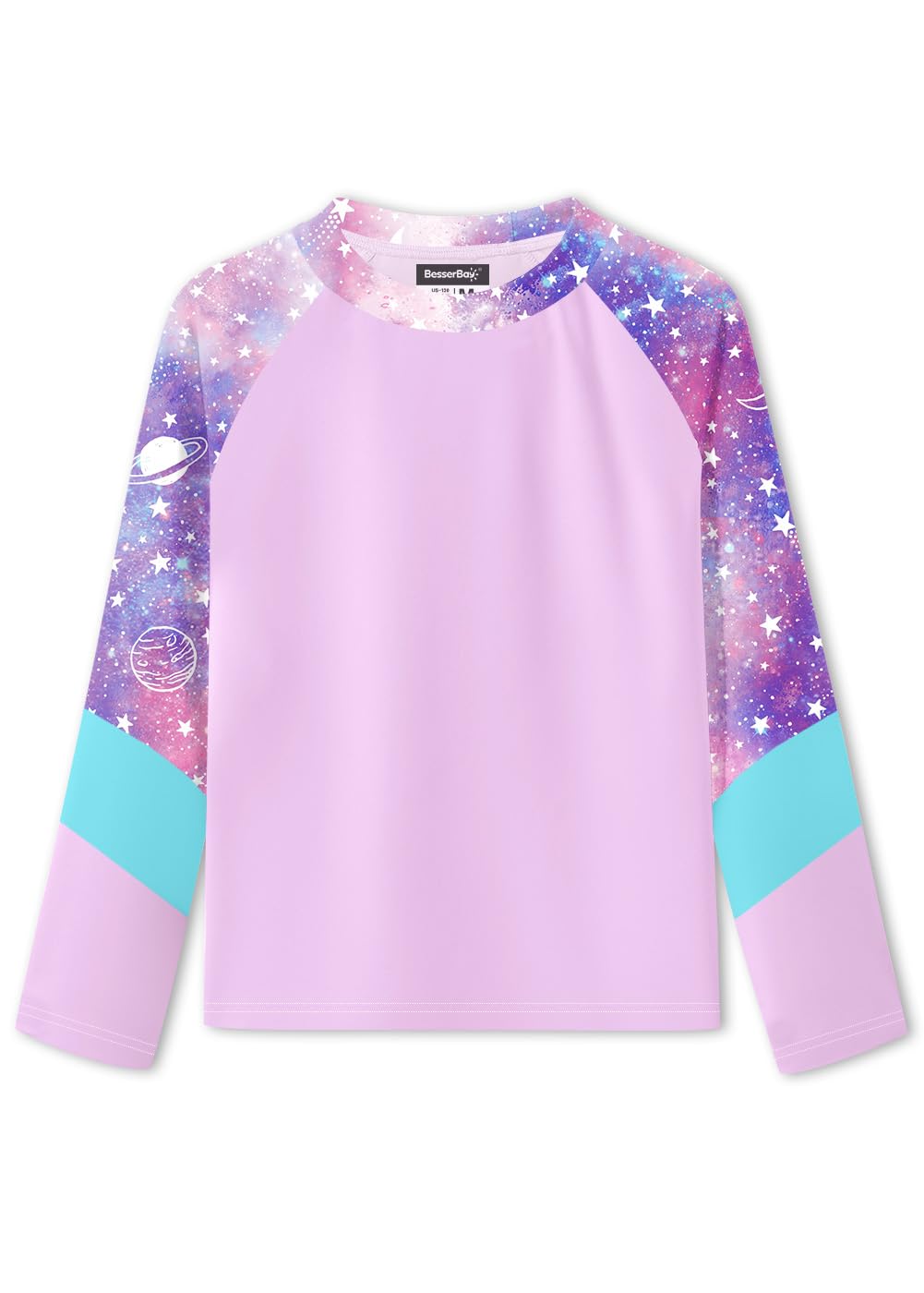BesserBay Girls Rash Guard UPF 50+ Raglan Sleeve Swim Shirt 6-14 Years