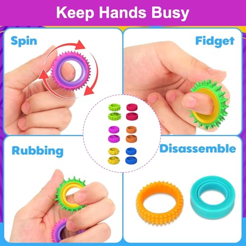 12 Pack Sensory Rings Kids Fidget Ring,Fidget Rings,Anxiety & Stress Relief Finger Toys For Kids Focus & Sensory Stimulation Quiet Fidgets Against Anxiety in the Classroom 12 Pack Sensory Rings Kids Fidget Ring,Fidget Rings,Anxiety & Stress Relief Finger Toys For Kids Focus & Sensory Stimulation Quiet Fidgets Against Anxiety in the Classroom