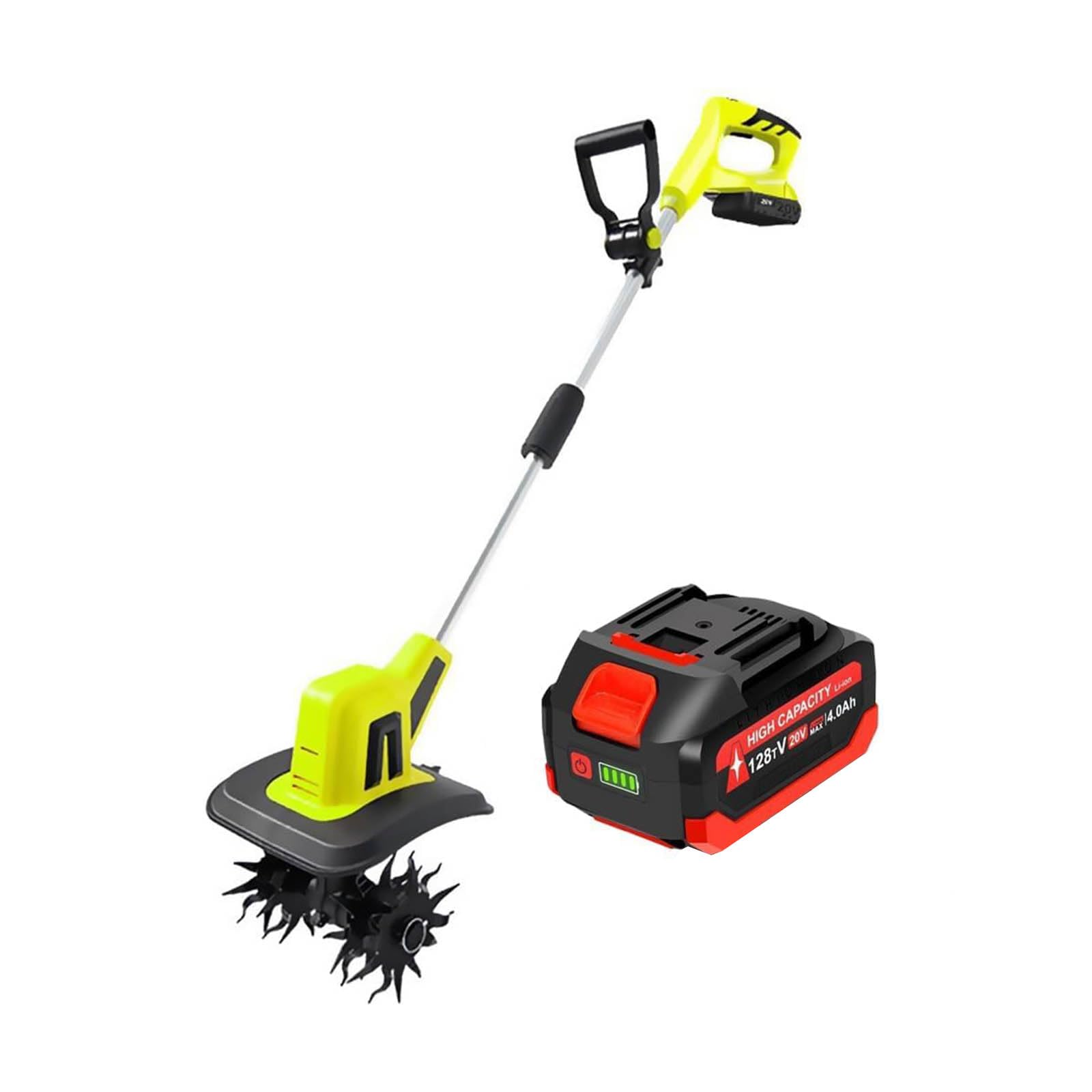 Rotavateur de jardin sans fil, puissant cultivateur avec batterie rechargeable, motoculteur portable pour parcelles de jardin et de légumes, chargeur inclus