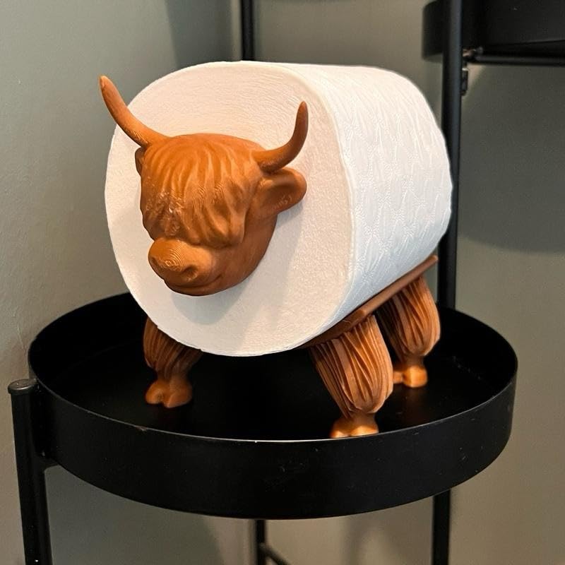 Highland Cow Toilet Paper Holder, Decorative Bathroom Tissue Stand, Brown, Standard - Image 2