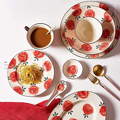 NC Set di stoviglie, per la casa o Ristorante Speciale, Set per la Cena in Ceramica, 51 Pezzi Retro Garden Rose Filo di… - immagine 7