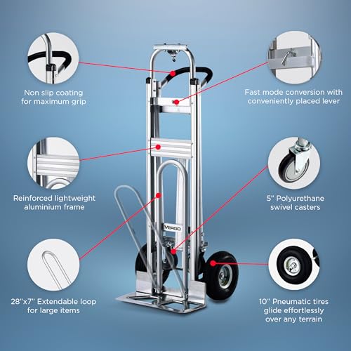 Vergo AS7A2 Heavy Duty Aluminum 3 In 1 Dolly (750 Lb Capacity) Lightweight Frame thumb #1