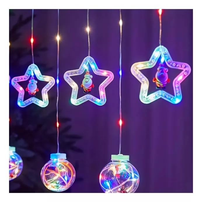 Image of V.E.S.P.A Decorative LED Lights - Featuring 5 Balls and 5 Stars with 10 Hanging Lights and 8 Modes, Ideal for Diwali and Indoor Celebrations (Multi Color)