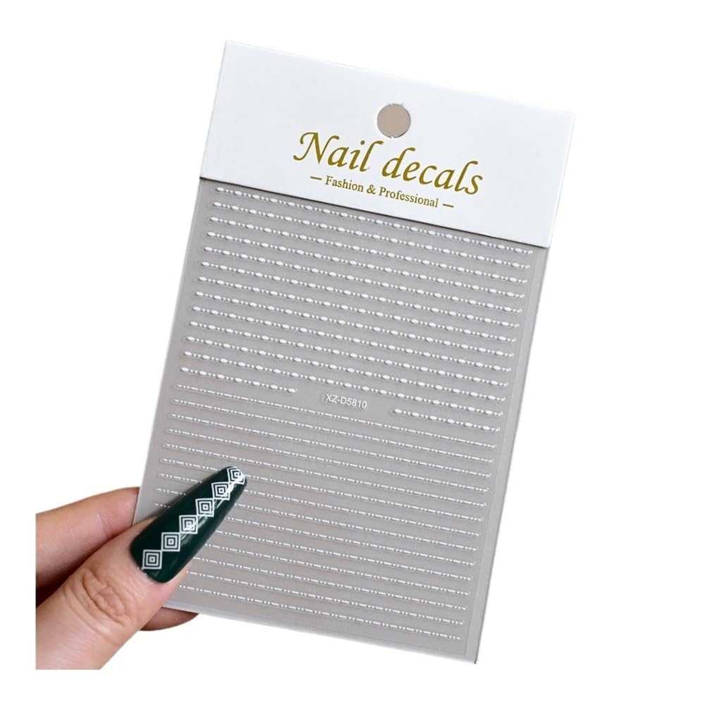 12Pcs 3D White French Nail Stickers, Self-Adhesive Geometric Decals for DIY Nail Manicure(NKS358-10-03)