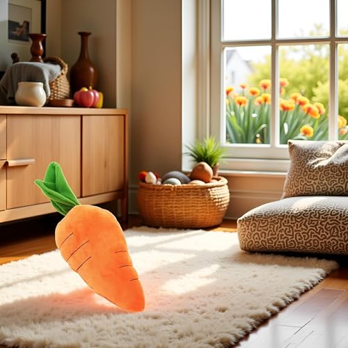 Best Pet Supplies Crinkle Dog Toy for Small, Medium, and Large Breeds, Cute Carrot with Soft Squeaker, Carrot Shape Pet Plush Toy with Sound, Bite-Resistant Soft Comfortable Dog Toys