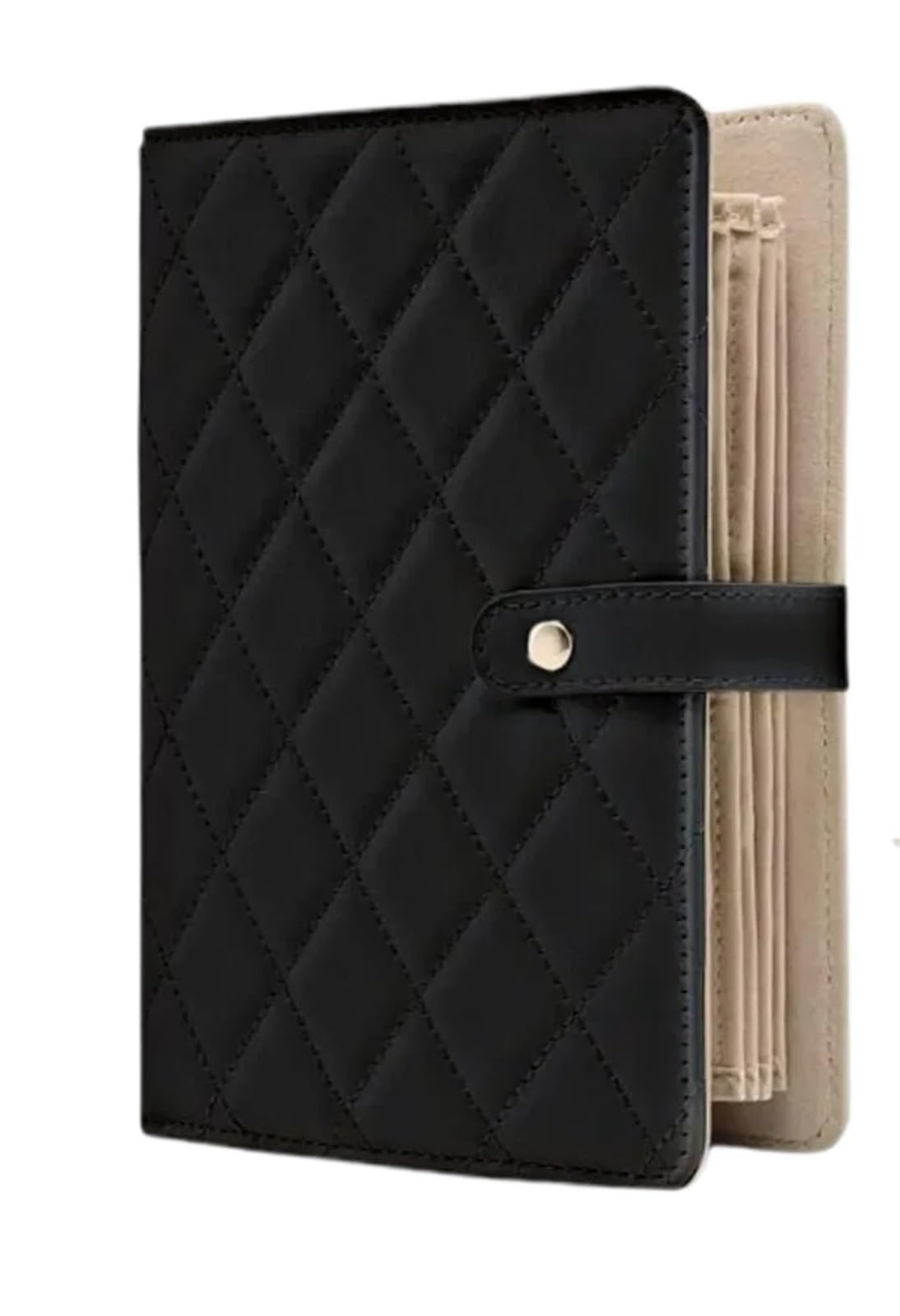 HUWOYG Transparent Jewelry Storage Book Velvet With Zipper Necklace Binder PU Leather Clear Pockets For Rings Necklace(Color1)