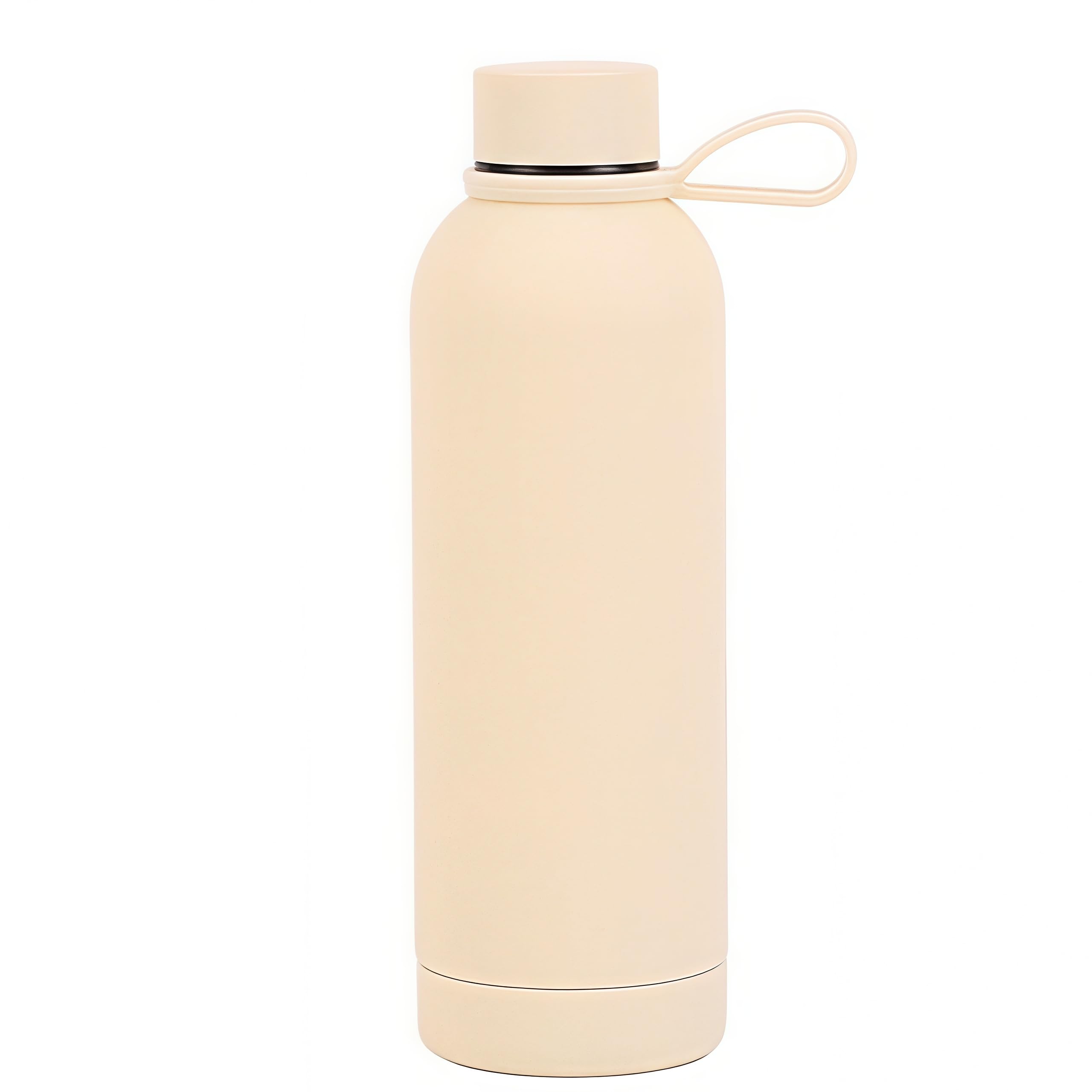 Stainless Steel Double wall Insulated Narrow Mouth Sports Water Bottle With Handle, Cola Shape Vacuum flask(Light Yellow)