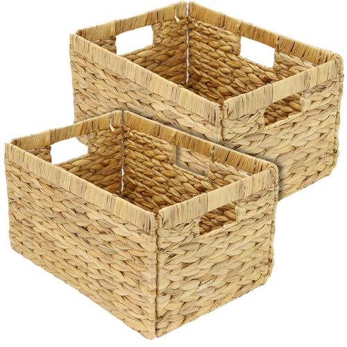 HMF Cesta de almacenamiento trenzada de jacinto de agua, juego de 2, apto para Billy, 35 x 25 x 20 cm