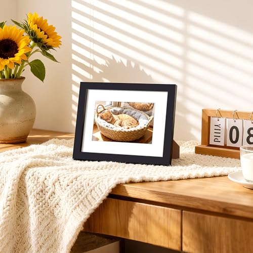 Image of upsimples 6x8 Picture Frame, Display Pictures 3.5x5.5 with Mat or 6x8 Without Mat, Wall Hanging Photo Frame, Black, 1 Pack