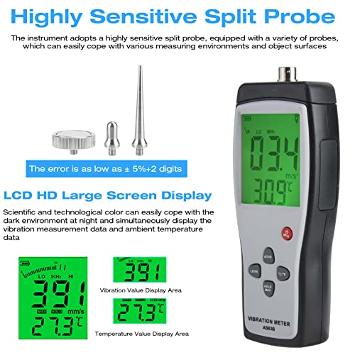 walfront vibration meter lcd digital handheld vibration sensor tester as63b vibrometer vibration analysis equipment 011999ms acceleration velocity displacement measurement
