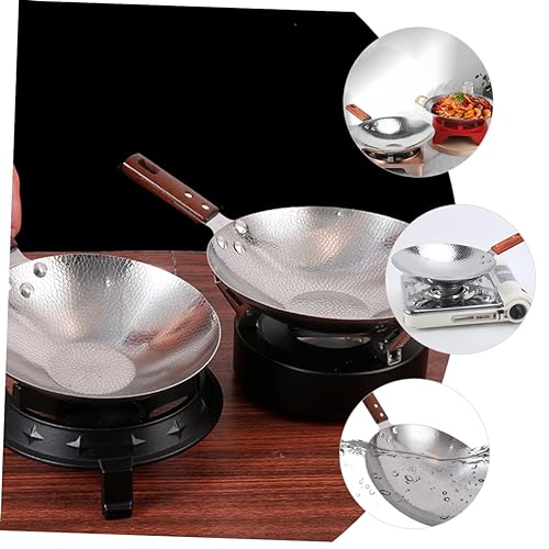 Wok de acero inoxidable con mango de madera HEALLILY miniatura 2