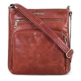 ESTALON Women's Real Leather Crossbody Purse With Adjustable Sling Strap - Medium Size Crossover Shoulder Hand Bag
