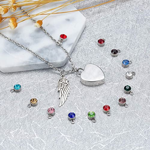 Ashes Keepsake Necklace, Stainless Steel Necklaces Rolo Heart Electrocardiogram Birthstone Wing I Love You Forever Grandpa Cremation Jewelry3