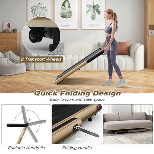 Image of Goplus 2 in 1 Folding Treadmill, 2.25HP Superfit Under Desk Electric Treadmill, Installation-Free with Remote Control, APP Control and LED Display, Walking Jogging for Home Office