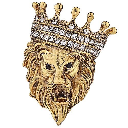 Flairs New York Gentleman's Essentials Premium Handmade Artisan Lapel Pins (Pack of 1 Pin, Gold Crown Lion)