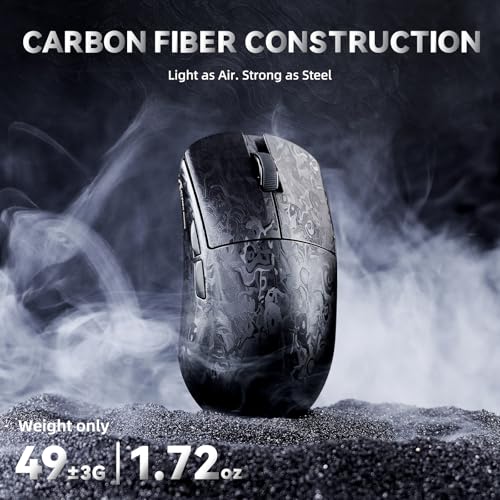 Image of ATTACK SHARK R11 Ultra 8K Carbon Fiber Wireless Gaming Mouse, Ink&Tape | PAW3950 MAX Sensor,49g Ultra-Lightweight,Nordic 52840 MCU Chip,42K DPI,Wired /BT /2.4GHz Wireless Programmable Mice for PC /Mac