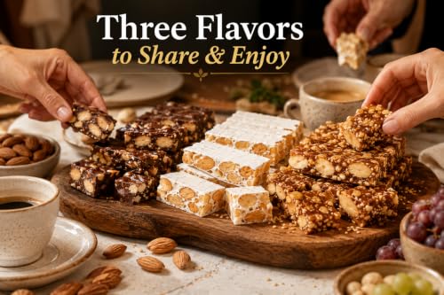 Turron Turrones From Spain, El Almendro Turrones De Chocolate Crocanti, Crunchy Almond Duro, Caramel & Sesame Holiday Variety Christmas Candy Brittle - image 5