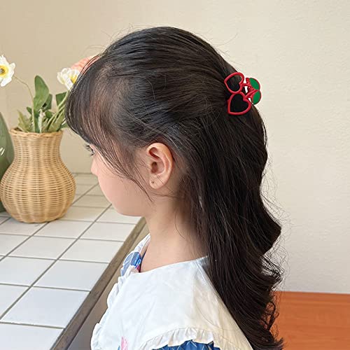Larath 4 Pieces Small Alloy Hair Claw Clips Cherry-Shaped Hair Jaw Clamp Non-Slip Sweet Barrettes Hairpins Adorable Hair Grip Headwear For Girls Women Gifts Hair Accessories, Red+Green (Red-B) #TOP4
