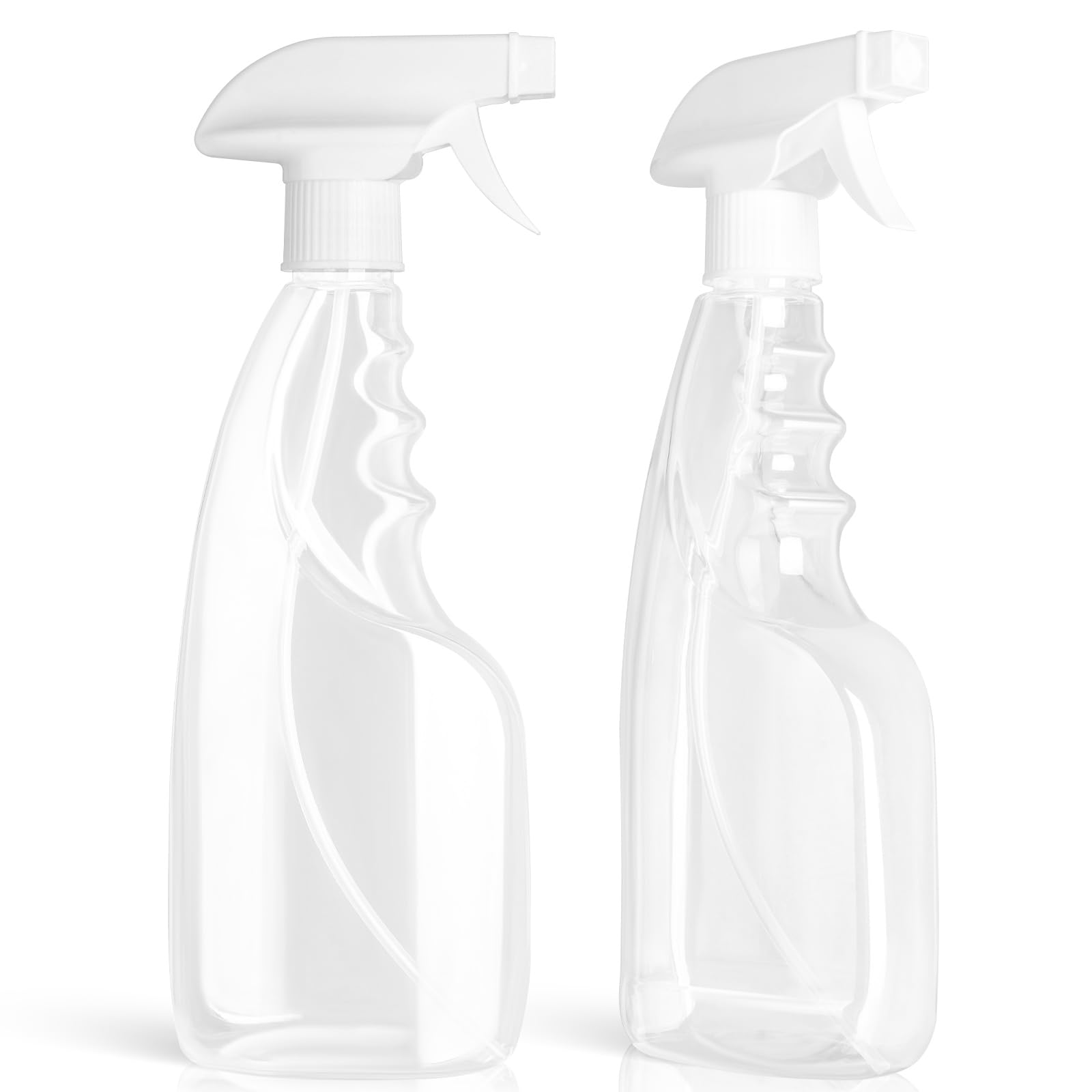 GAOHUI 2 Pcs 500ml Large Water Spray Bottles, Refillable Plastic Bottles with Adjustable Nozzle, Clear Empty Mist Spray Bottle for Hair, Cleaning, Plants & Gardening