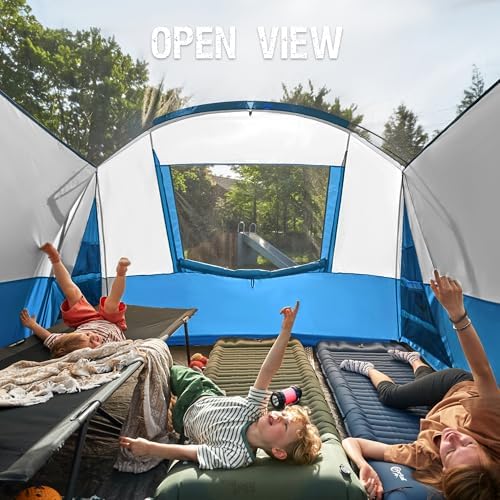 PORTAL 8 Person Family Camping Tent with Screen Porch, Weather Resistant Tunnel Tent with Rainfly, Large Family Tents for Outdoor Camping, Party 6