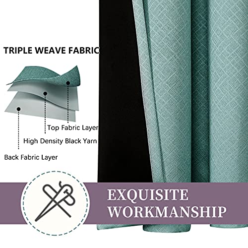 Krismile Total Blackout Eyelet Curtains teal green - Thermal Insulated & Noise Reducing, Thick Long Curtains for Bedroom, Lined Blackout Curtains, Room Darkening Curtains, 66 x 72inch 2 Panels - Image 5