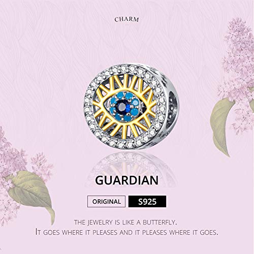 Big Eye Charm 925 Sterling Silver Blue Evil Eye Charm Fit Pandora Style Bracelet (Blue & Yellow)2