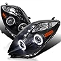 Spec-D Tuning Black Halo Projector LED Lamps Headlights Compatible with 2006-2008 Toyota Yaris Hatchback, Left + Right Pair Headlamps Assembly