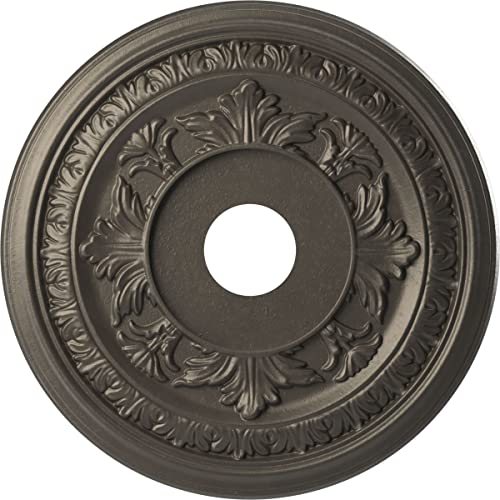 Image of Ekena Millwork CMP19BADST Baltimore Thermoformed PVC Ceiling Medallion (Fits Canopies up to 7 3 /4 inch), 19 inchOD x 3 1 /2 inchID x 1 inchP, Universal Aged Metallic Weathered Steel