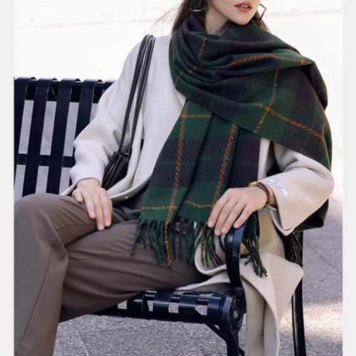 Scarf for Women Winter Fall Cashmere Feel Plaid Scarves Fashion Shawls Checked Long Knit Neck Wraps Soft Warm2