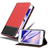 Cadorabo Book Case Compatible with Apple iPhone 6 Plus/iPhone 6S Plus in RED Black - with Magnetic Closure, Stand Function and Card Slot - Wallet Etui Cover Pouch PU Leather Flip