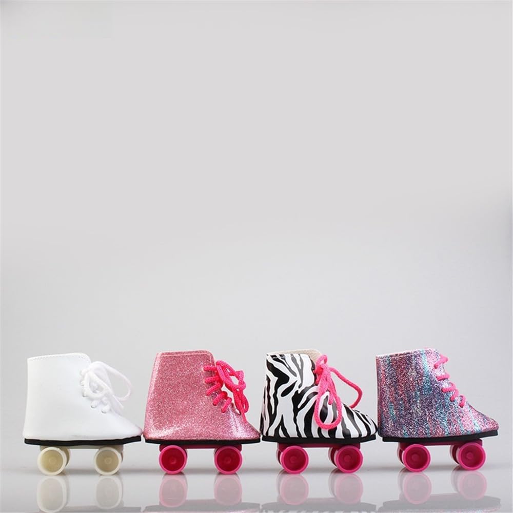 Pattini a rotelle per Bambola da 18 Pollici, Scarpe da Pattinaggio su Ghiaccio per Bambola Americana da 46 cm, Accessori per Costume (#F)