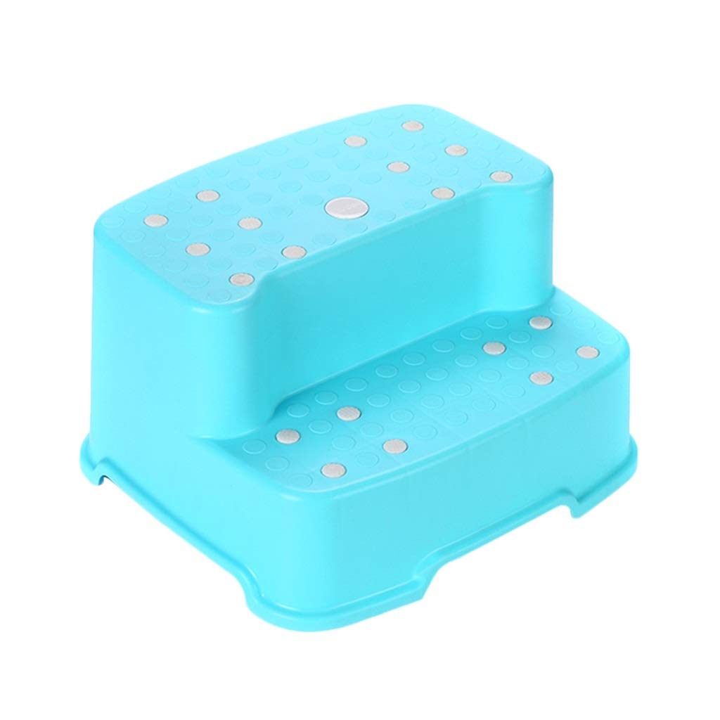 Polsterhocker, Double Level Höhe Schuhbank Wechseln Ergonomie Anti-Rutsch Unisex-Kleinkind Hockender Toilettenhocker Zum Bad Wohnzimmer (Farbe : Light Blue)