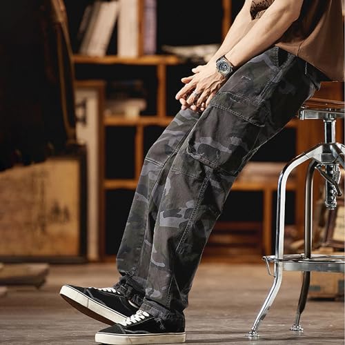 Green Army Fatigue Cargo Pants Men Casual Baggy Camo Pants Men Cool Big and Tall Cargo Pants Ideal for Streetwear3