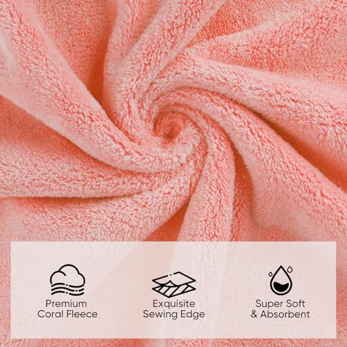 Image of Orighty 6-Piece Towel Set - Soft & Lightweight - 2 Bath Towels, 2 Hand Towels, and 2 Wash Cloths - Absorbent & Quick Drying Microfiber Towel for Multipurpose, Bathroom, Gym, Sport, Yoga, Travel - Pink