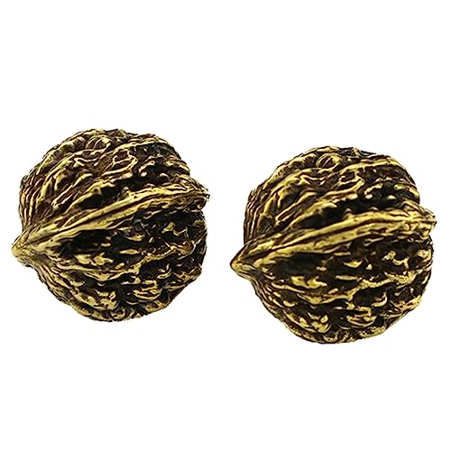 TOVINANNA 1 Pair Copper Walnut Exercise Massage Balls Plantar Massager Walnut Handhold Ornament Balls for Muscles Deep Tissue Foot Sports Decor Solid Large Walnut Handle Model
