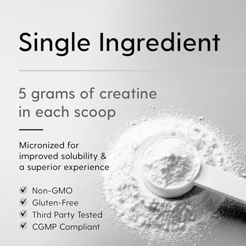 HEARTHY FOODS Creatine Monohydrate Micronized Powder 500G - 100 Servings, 5000mg Per Serving (5g) - for Men & Women Muscle Growth & Recovery - UNFLAVORED - 3