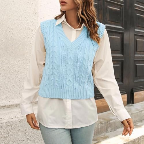 Women's Ribbed Knit Sweater Vest 2025 Fall Winter Warm V Neck Sleeveless Cardigan Lightweight Outwear Jumper Tops4