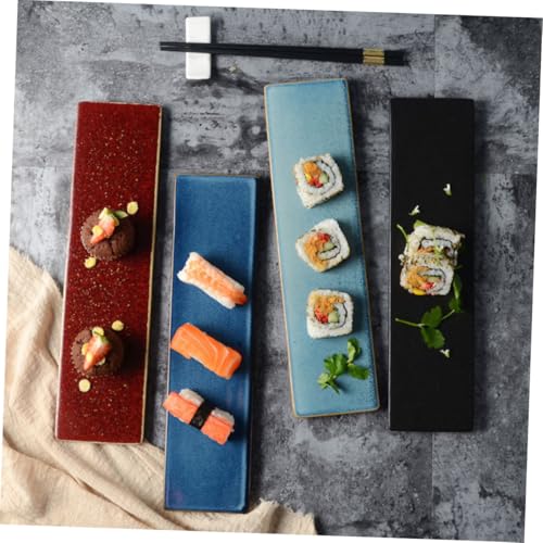 Plato Rectangular de Cerámica Negro para Sushi miniatura 3