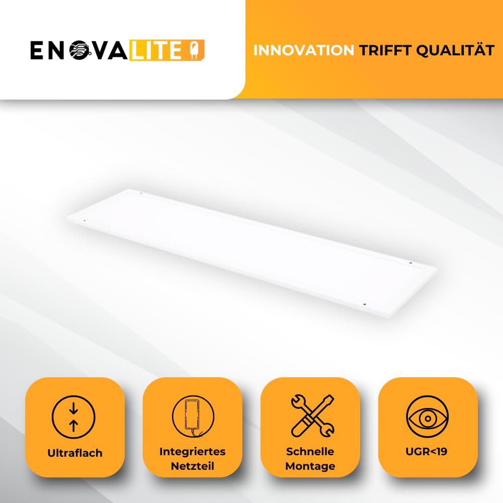LED Panel SLIM, Aufbaupanel, UGR<19 blendfrei, 120x30cm, 30W, 3300lm, neutralweiß (4000K), Netzteil im Rahmen integriert, LED Bürolampen, Rasterdeckenleuchte, Büroleuchten, Deckenleuchte